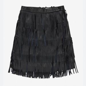 MUNTHE CEMI leather fringed skirt‎ Size US 4 NWT